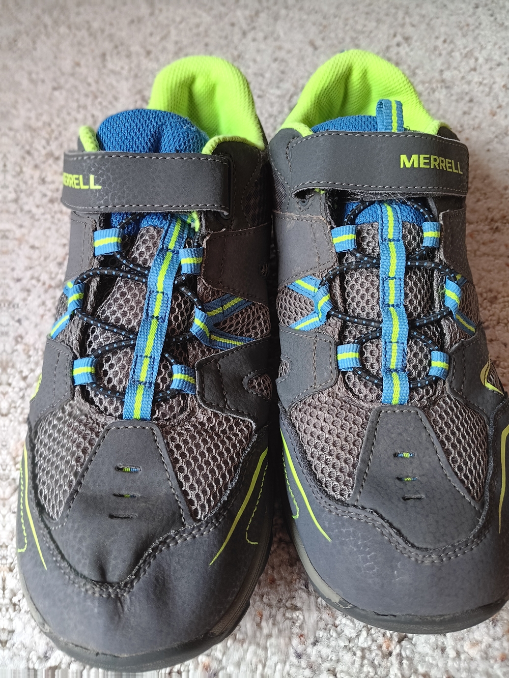 Merrell Women Gray Sneakers with Blue and Lime Highlights